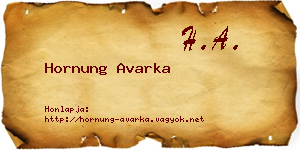 Hornung Avarka névjegykártya